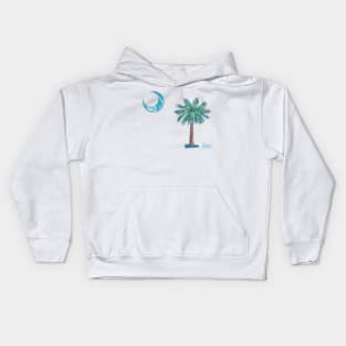 Palmetto Tree and Moon by Jan Marvin Kids Hoodie